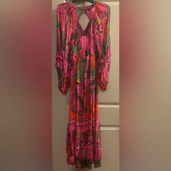 Farm Rio x Anthropologie Cool Leopard Long Sleeve Maxi Dress size XXS NWT - Picture 11 of 16